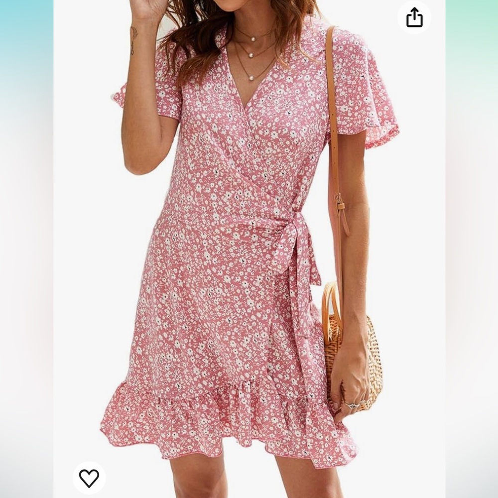 Pink Floral Wrap Dress